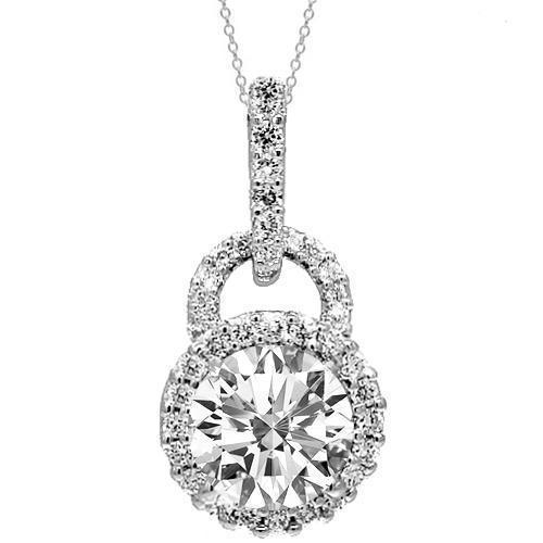 18K White Solid Gold Womens Diamond Pendant 1.36 Ctw