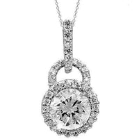 Thumbnail for 18K White Solid Gold Womens Diamond Pendant 1.36 Ctw