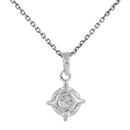 White 18K White Solid Gold Womens Solitaire Style Cluster Pendant 0.24 Ctw