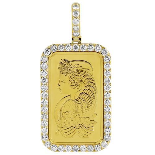 18K Yellow Solid Gold Mens Custom Made Ounce Gold Diamond Pendant Ctw