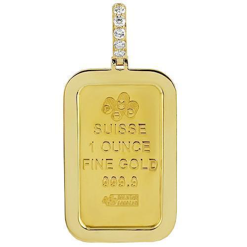 18K Yellow Solid Gold Mens Custom Made 1 Ounce Gold Diamond Pendant 7.00 Ctw