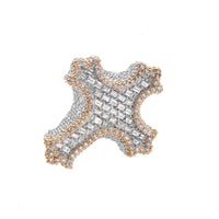 Thumbnail for White Baguette Cross Ring Two Tone 8.34 CTW
