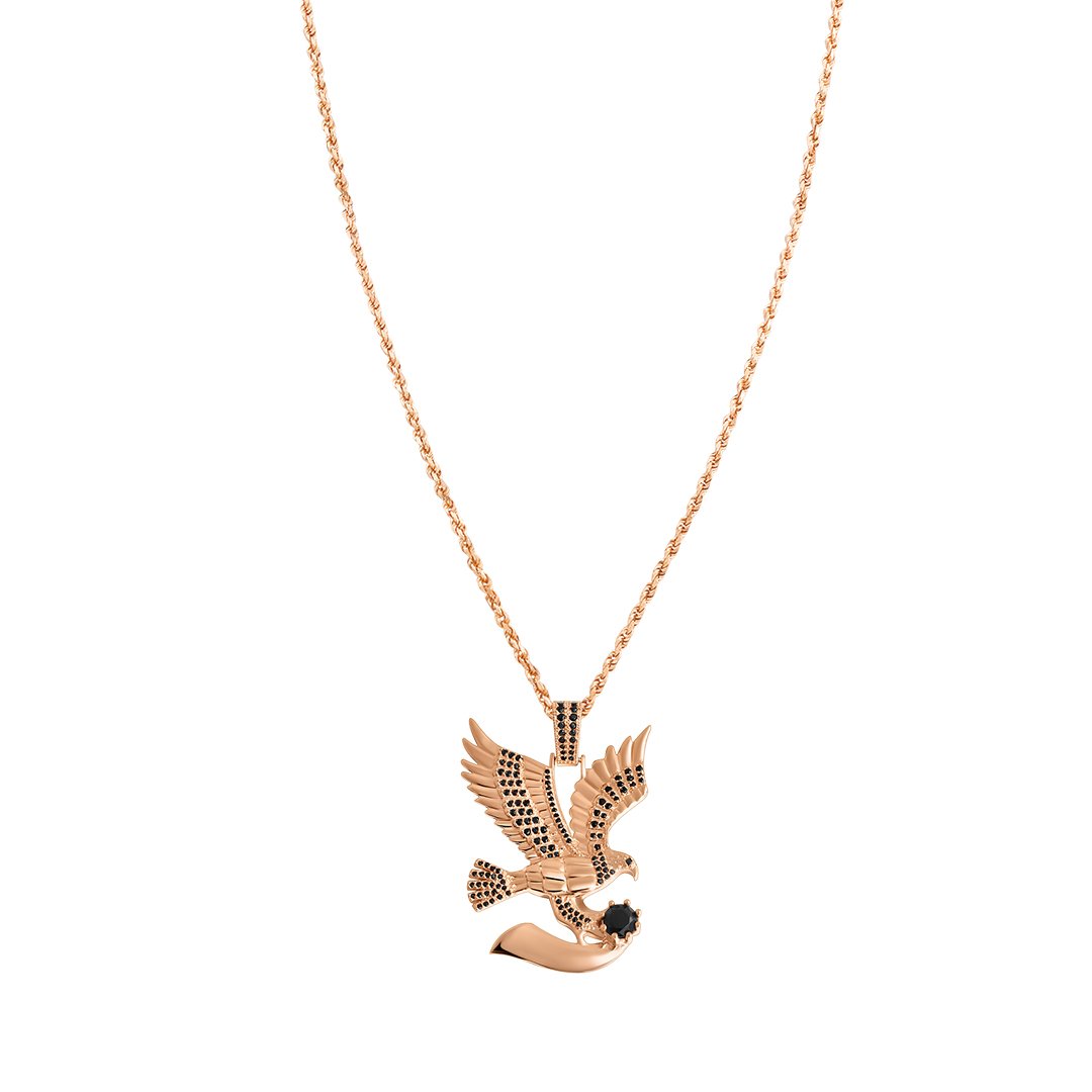 Black Diamond Eagle in 18k Yellow Gold 1.5 Ctw
