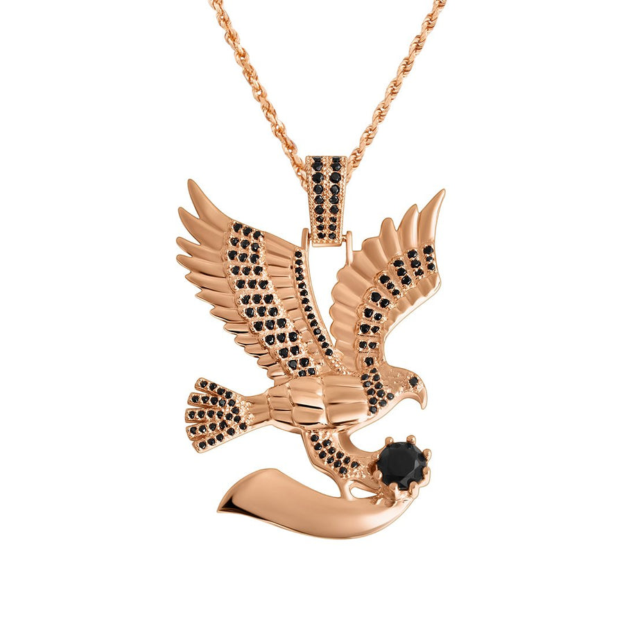 Black Diamond Eagle in 18k Yellow Gold 1.5 Ctw