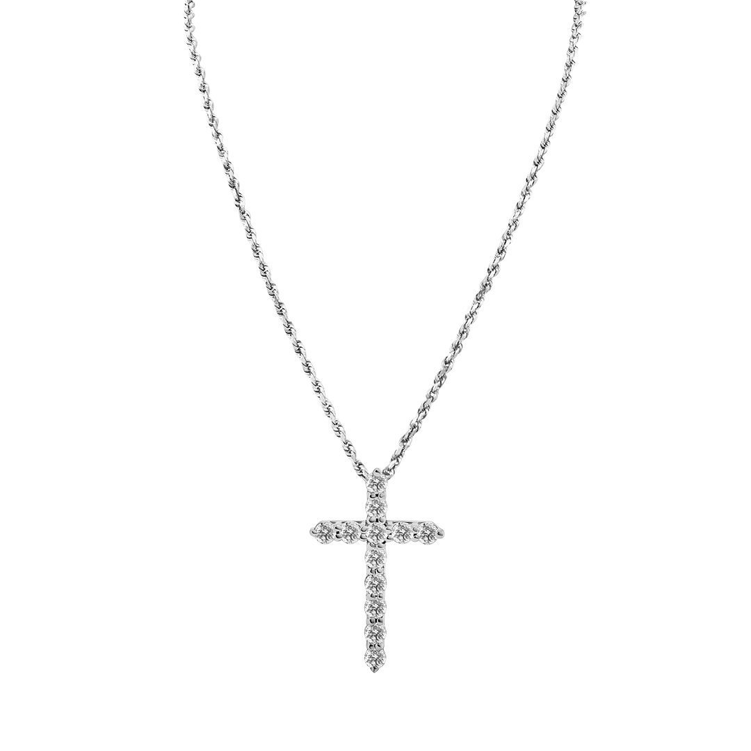 Classic 0.5 carat Round Diamond Cross in 14k White Gold