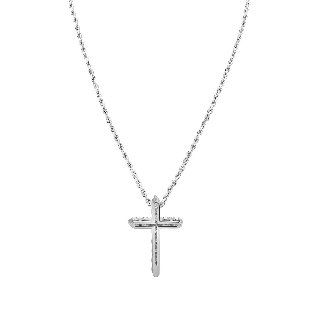 925 Sterling Silver Clear CZ Baptism Christening Cross Pendant Necklace  Babies - Body Pierce Jewelry