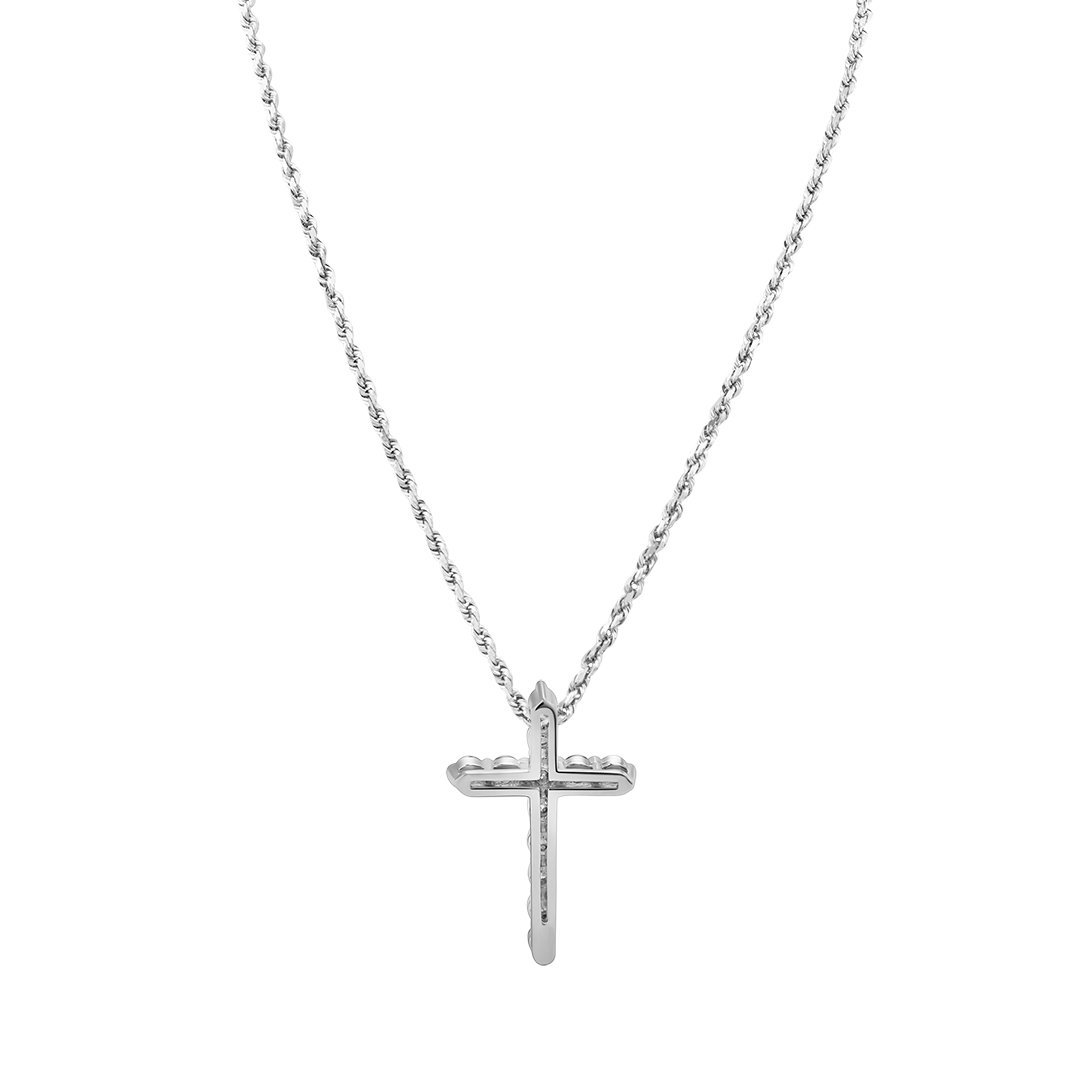 Classic 0.5 carat Round Diamond Cross in 14k White Gold