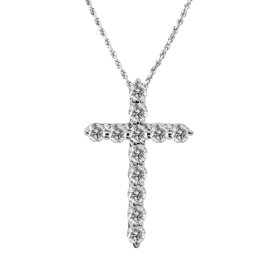 Cruz clásica de diamantes de oro blanco de 14 k de 0,50 quilates