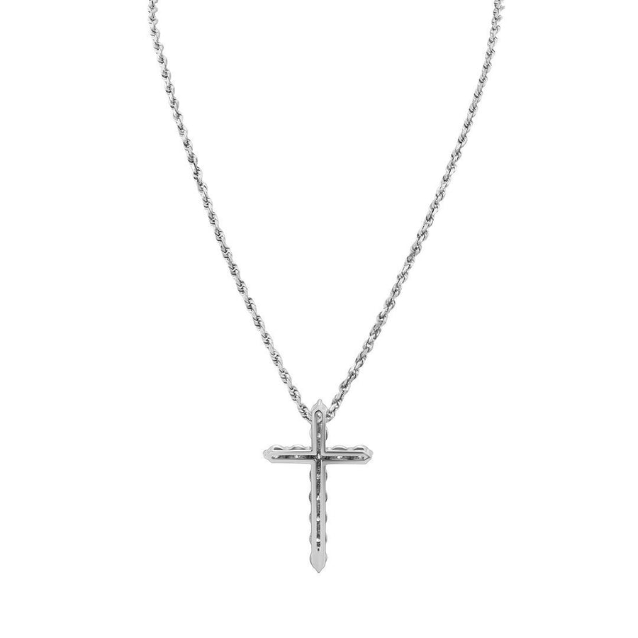 Cruz clásica de diamantes de oro blanco de 14 k de 0,50 quilates
