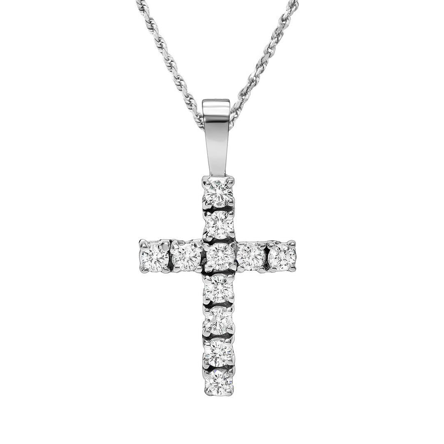 10k Gold Classic Lab Diamond Cross Pendant 1 Cwt.