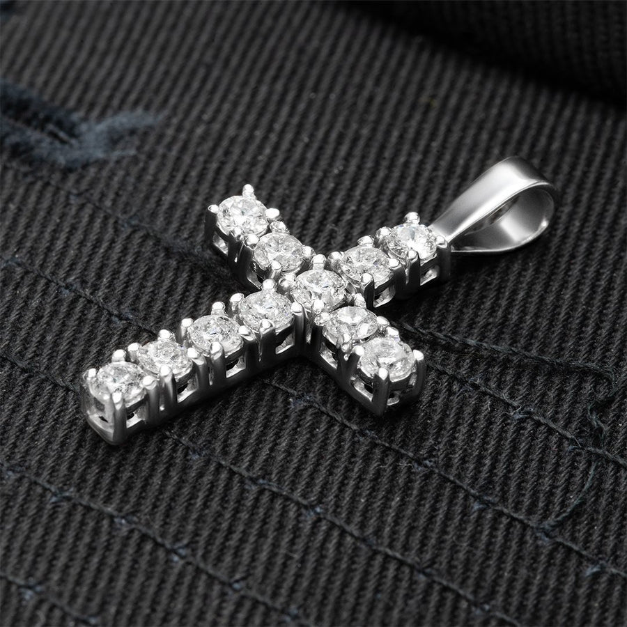 10k Gold Classic Lab Diamond Cross Pendant 1 Cwt.