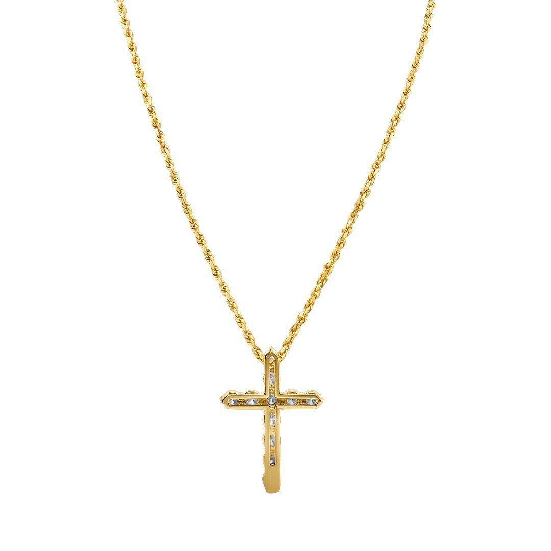 Classic Round Diamond Cross in 14k Yellow Gold 1.53 Ctw