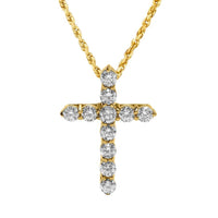 Thumbnail for Classic Round Diamond Cross in 14k Yellow Gold 1.53 Ctw