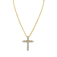 Thumbnail for Classic Round Diamond Cross in 14k Yellow Gold 1.53 Ctw