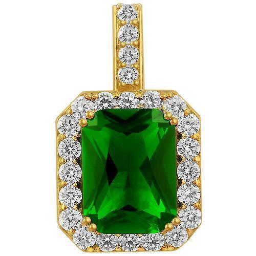 Crystal Royal Emerald Pendant in Gold over Sterling Silver