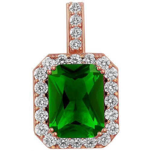 Crystal Royal Emerald Pendant in Gold over Sterling Silver