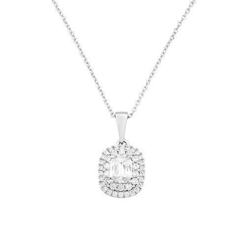Cushion Cut Diamond Pendant in 18k White Gold 1.32 Ctw