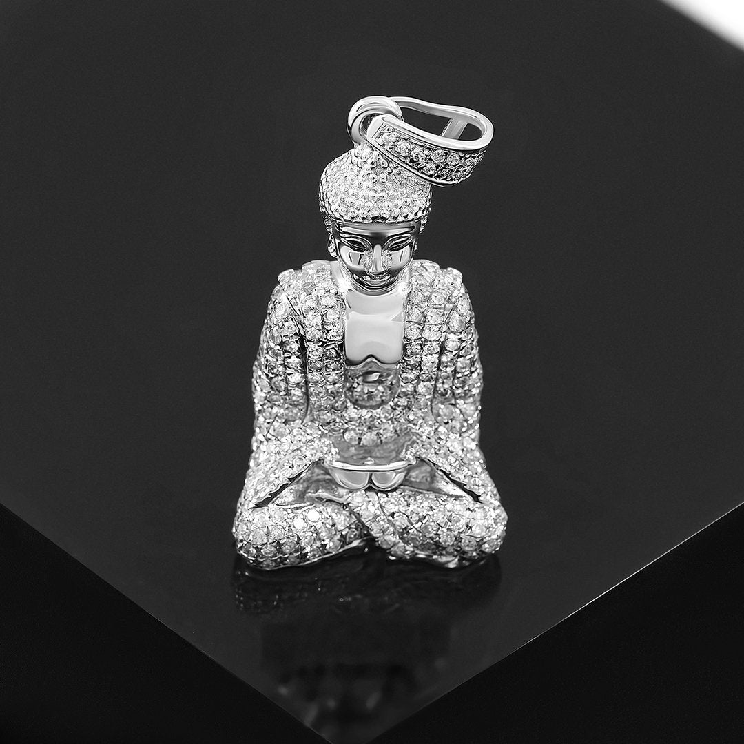 Detailed Diamond Buddha Pendant in 10k Yellow Gold .81 Ctw