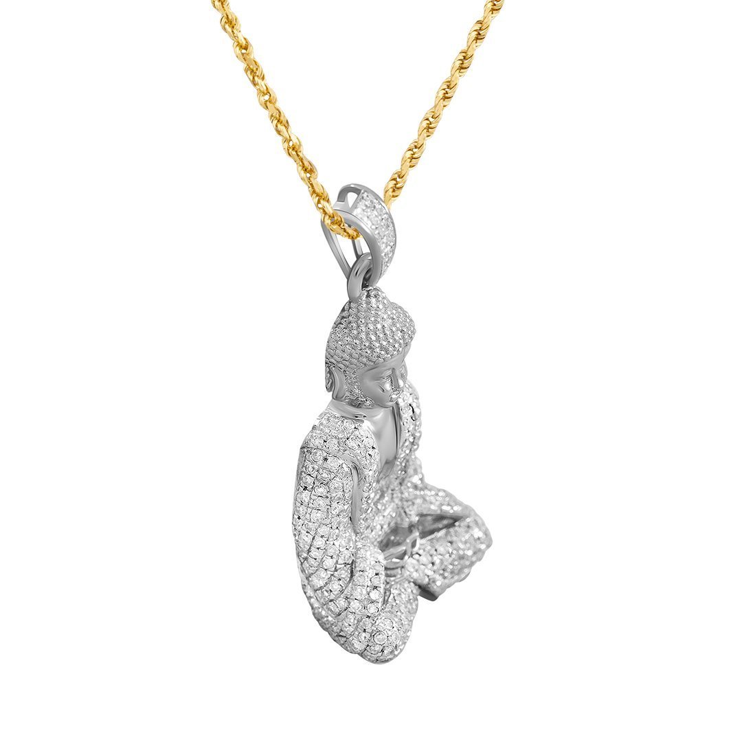 Detailed Diamond Buddha Pendant in 10k Yellow Gold .81 Ctw