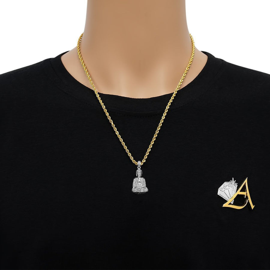Detailed Diamond Buddha Pendant in 10k Yellow Gold .81 Ctw