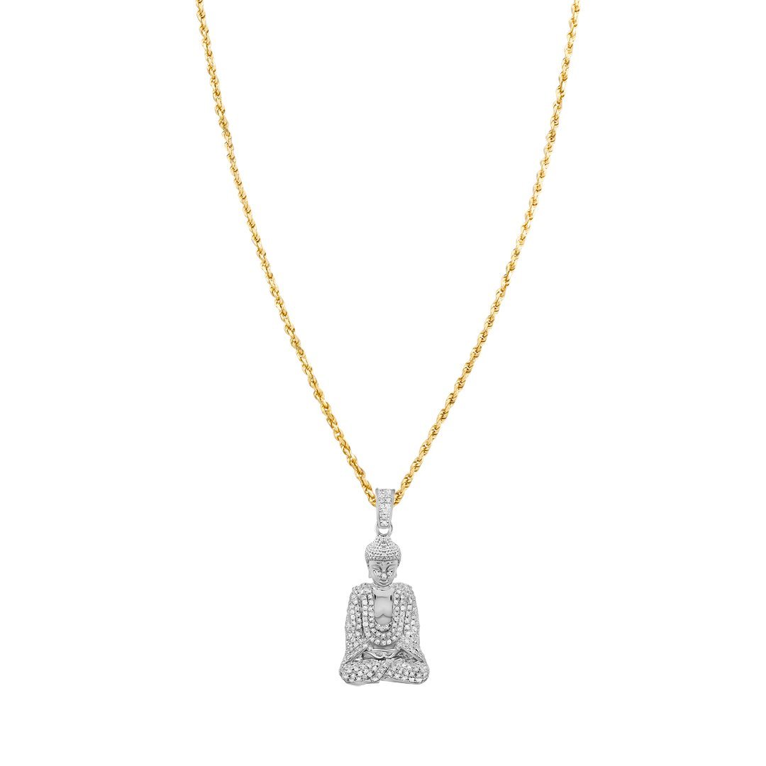Detailed Diamond Buddha Pendant in 10k Yellow Gold .81 Ctw