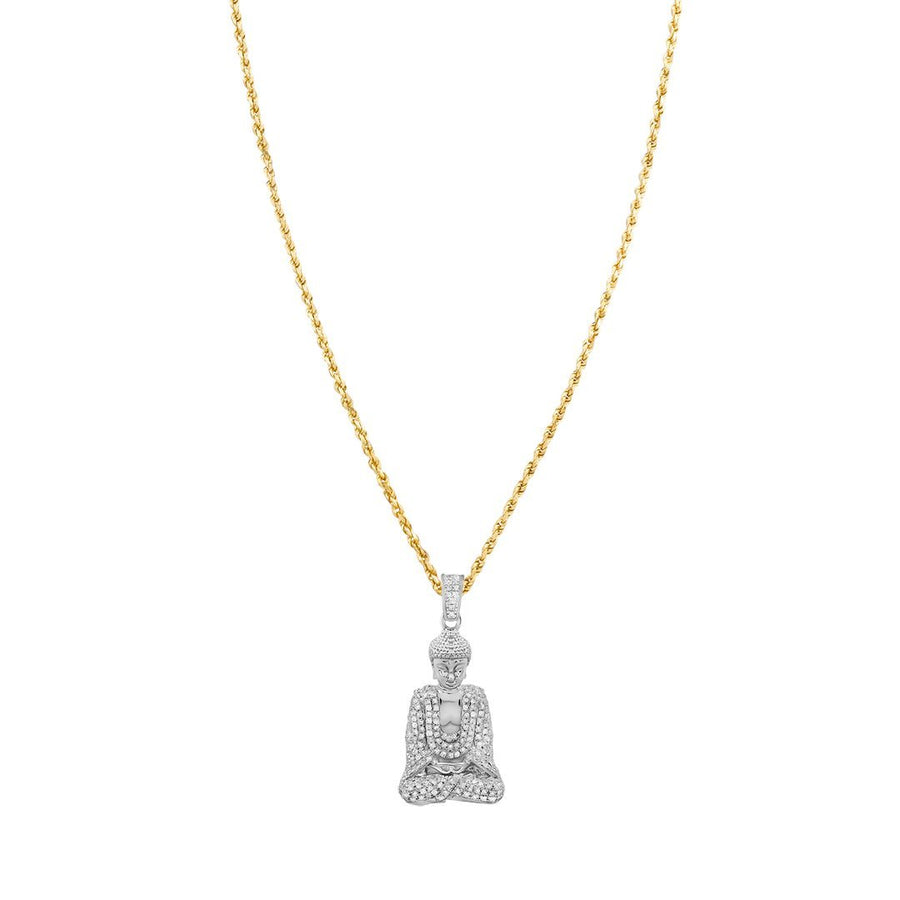 Detailed Diamond Buddha Pendant in 10k Yellow Gold .81 Ctw
