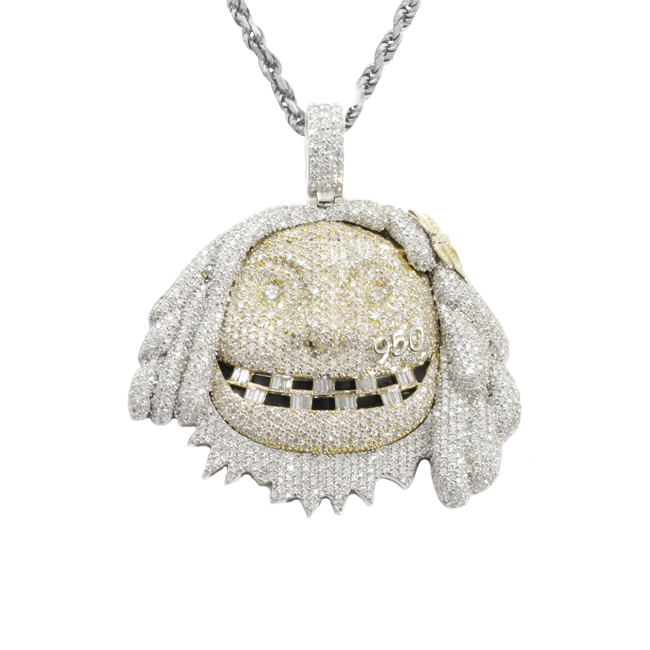 Two Tone Diamond "950 Demon" Pendant in 14k Two Tone Gold