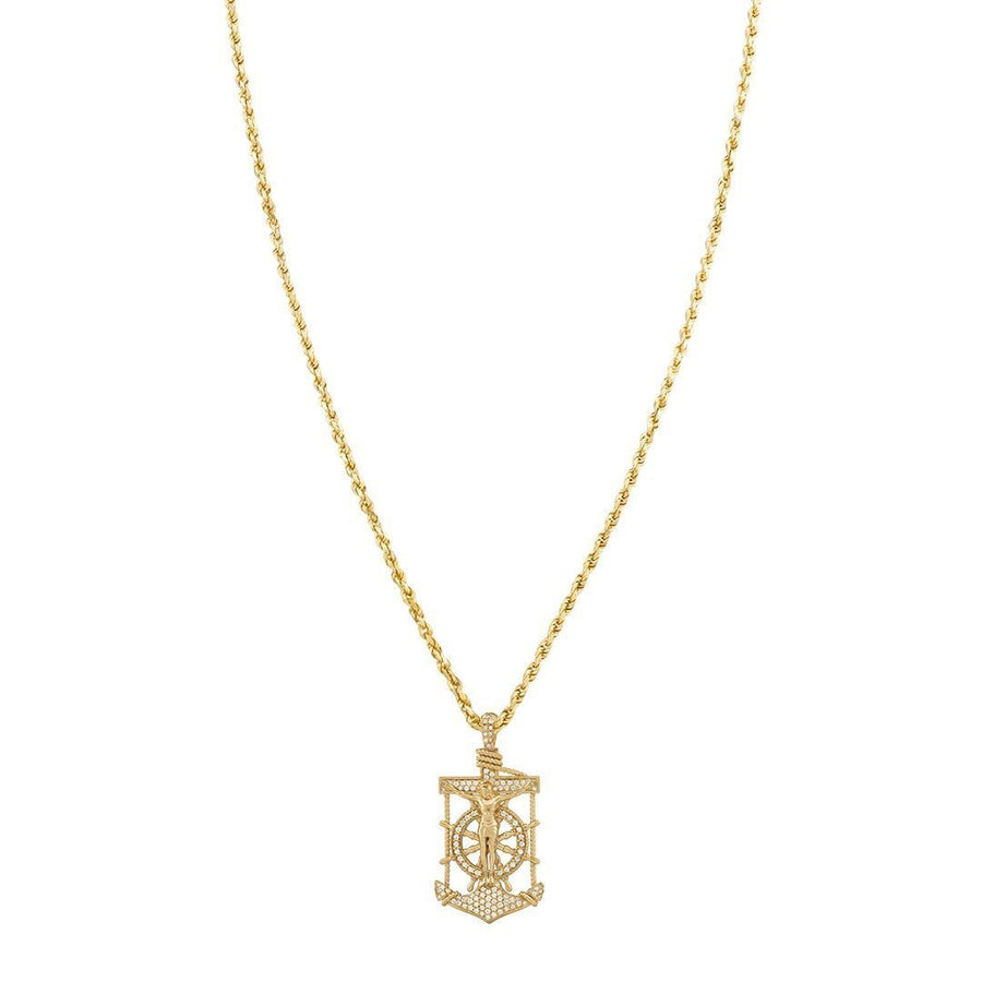 Yellow Diamond Anchor Pendant in 14k Yellow Gold 0.75 Ctw