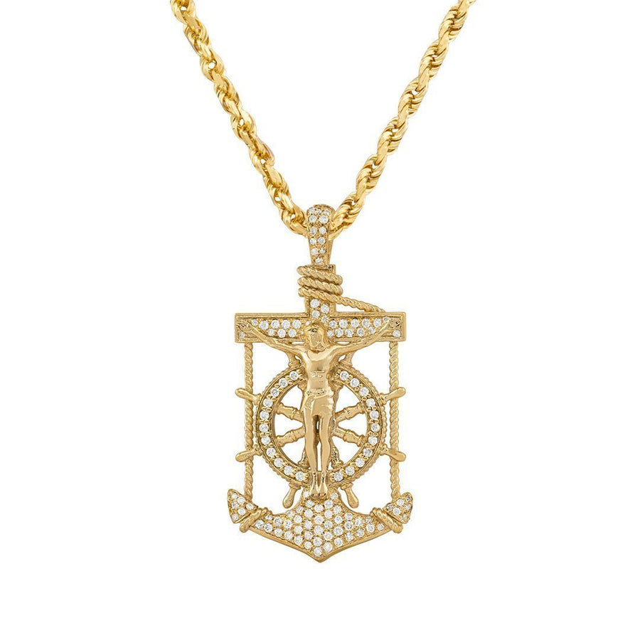 Yellow Diamond Anchor Pendant in 14k Yellow Gold 0.75 Ctw