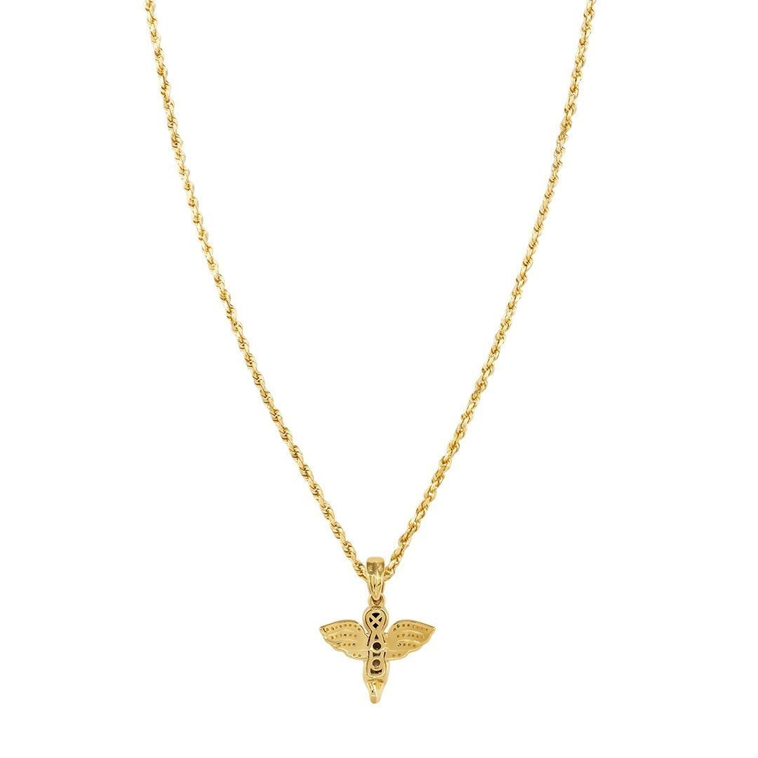 Yellow Diamond Angel Pendant in 10k Yellow Gold 0.15 Ctw