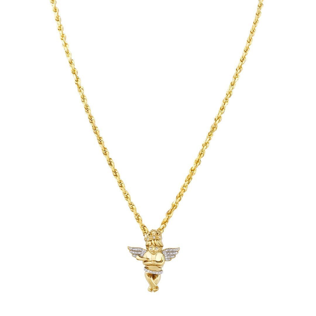 Yellow Diamond Angel Pendant in 10k Yellow Gold 0.29 Ctw