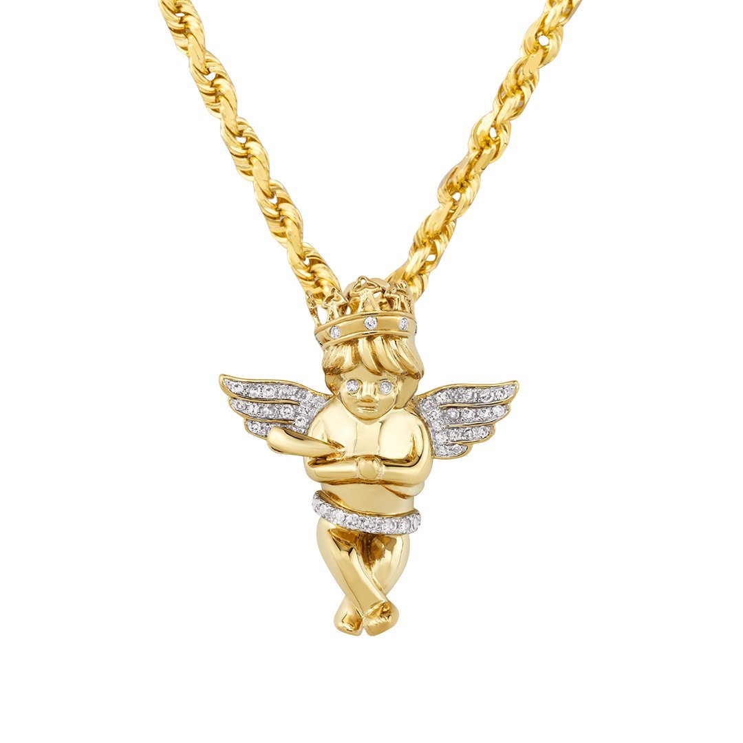 Yellow Diamond Angel Pendant in 10k Yellow Gold 0.29 Ctw