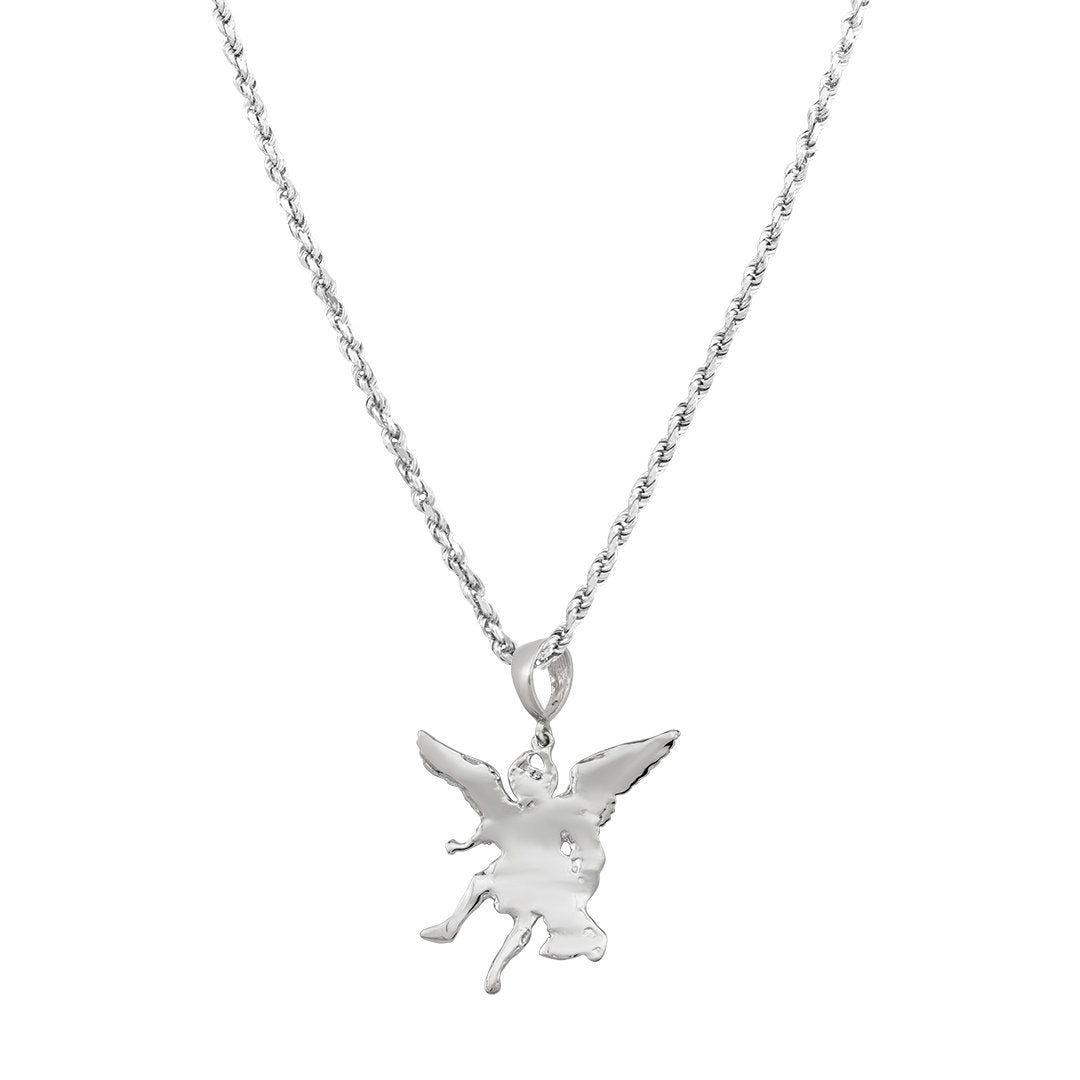 White Diamond Angel Pendant in 14k White Gold 0.79 Ctw