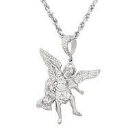 Thumbnail for White Diamond Angel Pendant in 14k White Gold 0.79 Ctw