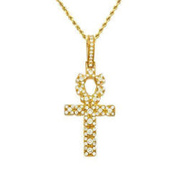 14k Yellow Gold Diamond Ankh Pendant 1.5 Ctw Avianne Jewelers