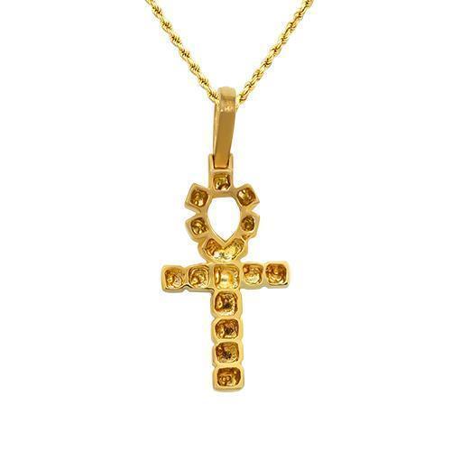 Diamond Ankh Pendant 14k Yellow Gold 1.5 Ctw