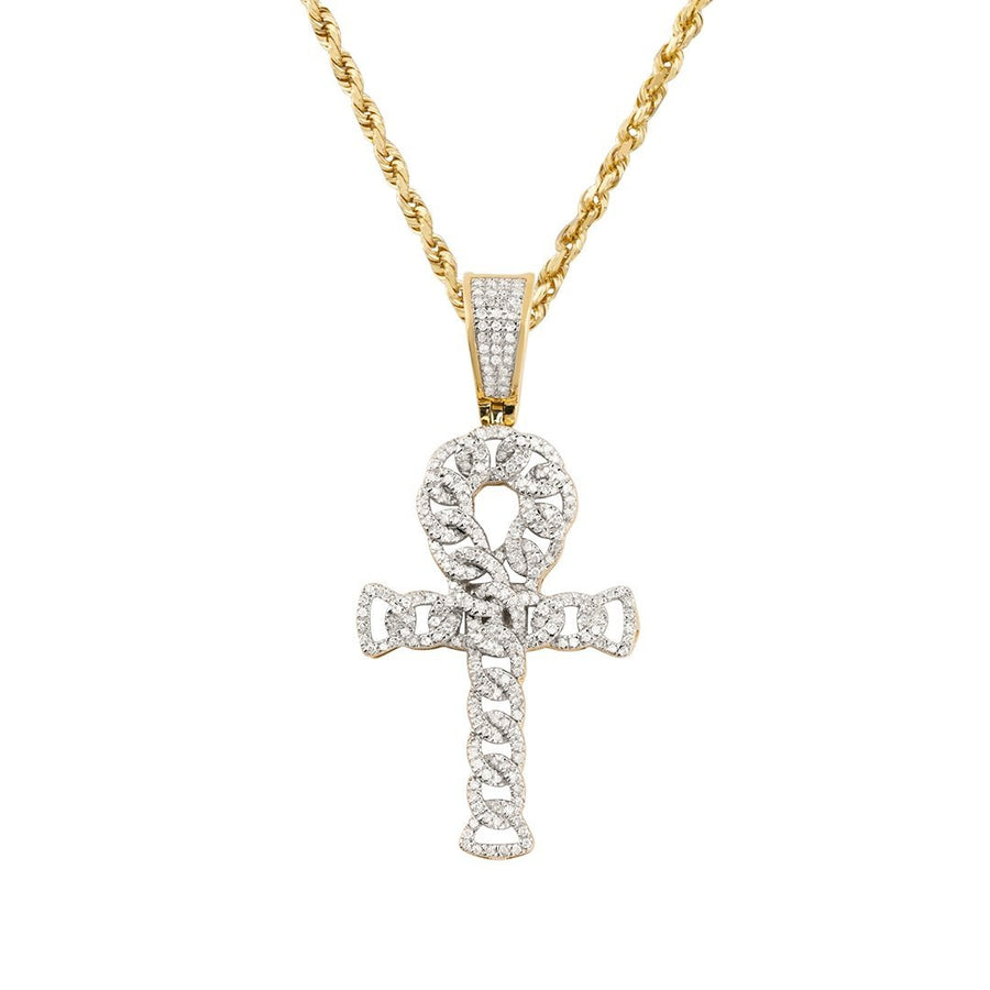 Diamond Ankh Pendant in 10k Two Tone Gold 0.70 Ctw