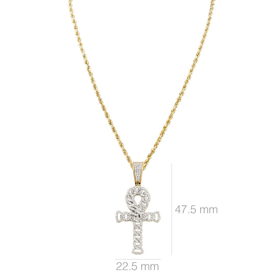 Diamond Ankh Pendant in 10k Two Tone Gold 0.70 Ctw