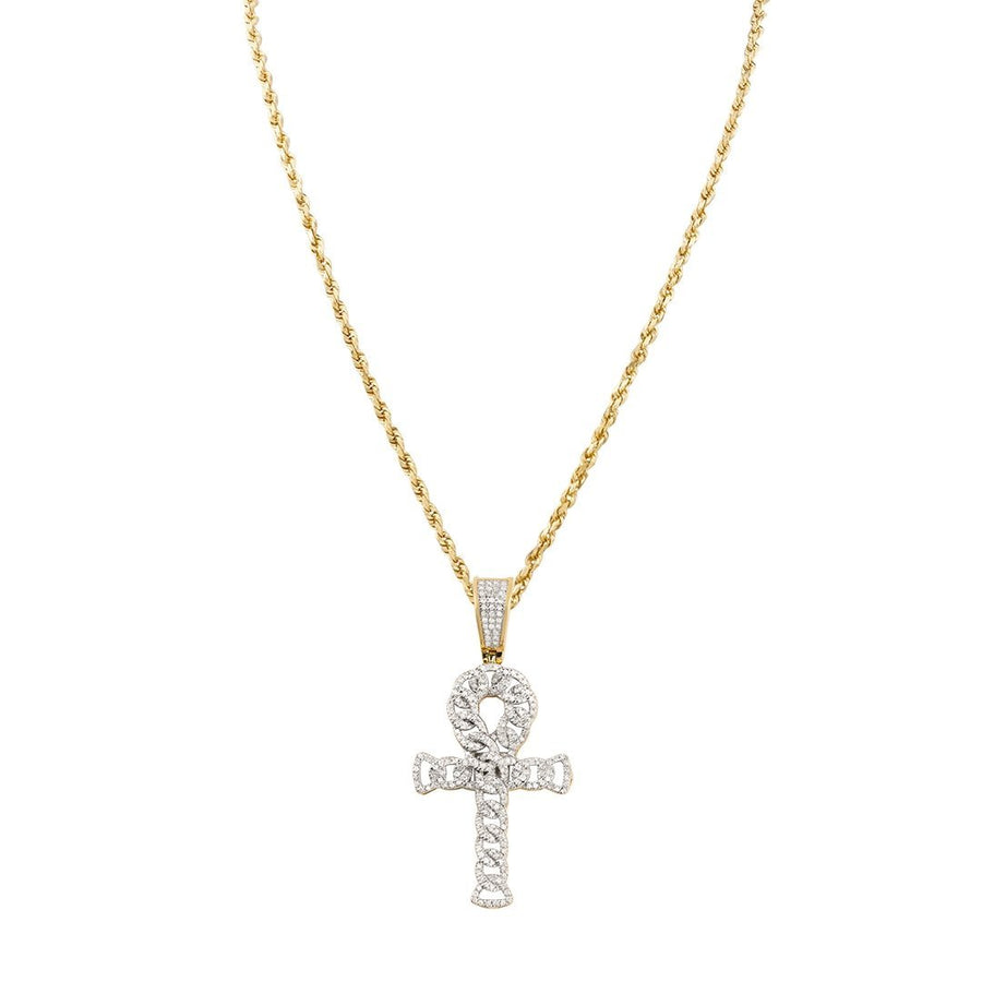 Diamond Ankh Pendant in 10k Two Tone Gold 0.70 Ctw