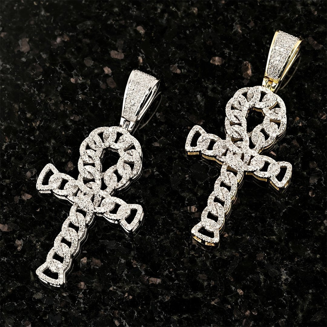 Diamond Ankh Pendant in 10k Two Tone Gold 0.70 Ctw