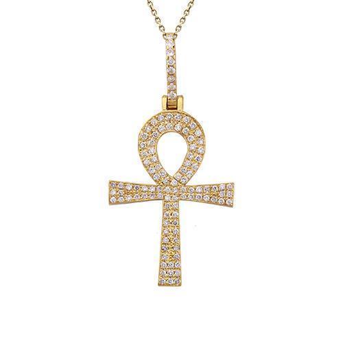 Diamond Ankh Pendant in 14k Yellow Gold 1.5 Ctw