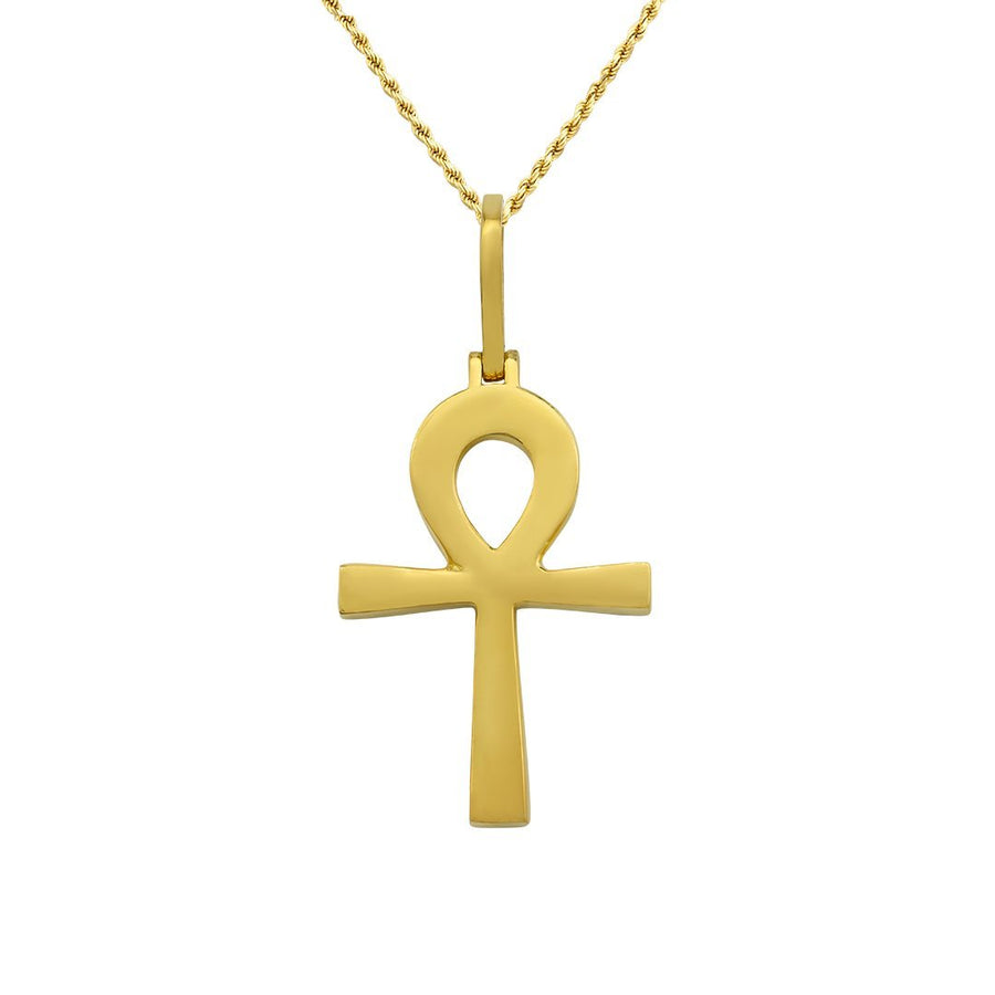 Diamond Ankh Pendant in 14k Yellow Gold 2 Ctw