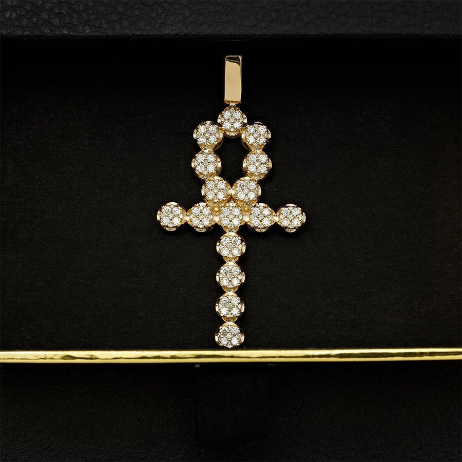 Diamond Ankh Pendant in 14k Yellow Gold 3.25 Ctw