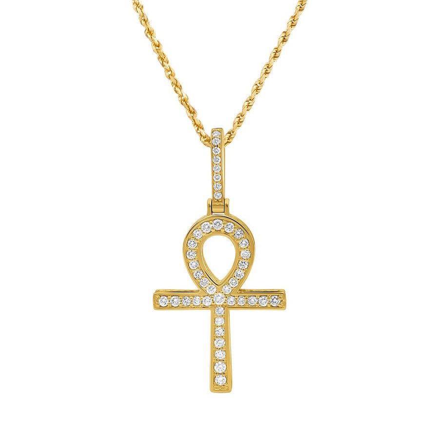 Colgante Ankh de diamantes en oro amarillo de 14 k (0,29 quilates)