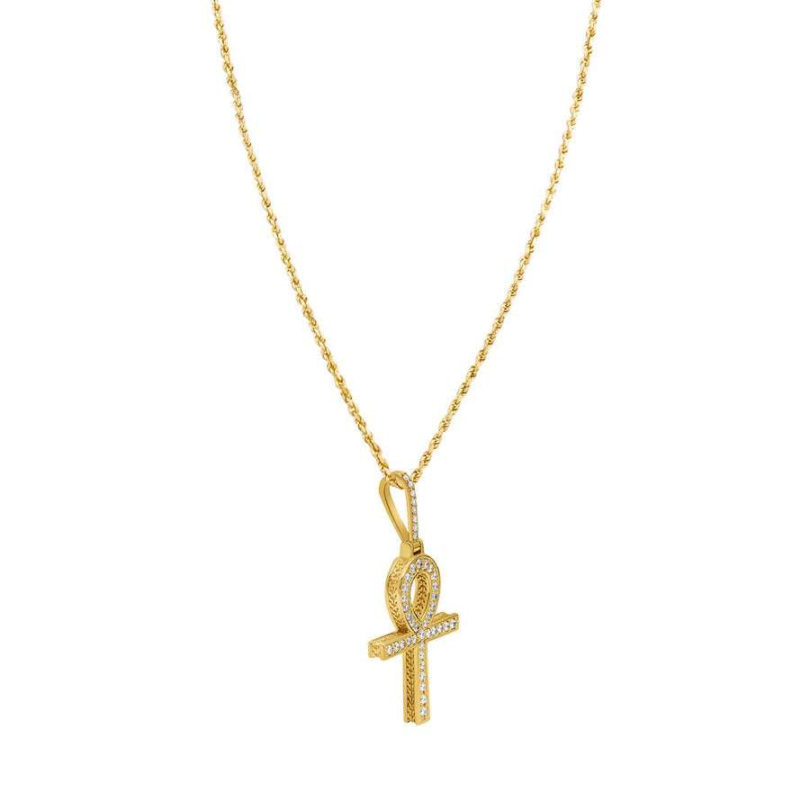 Colgante Ankh de diamantes en oro amarillo de 14 k (0,29 quilates)