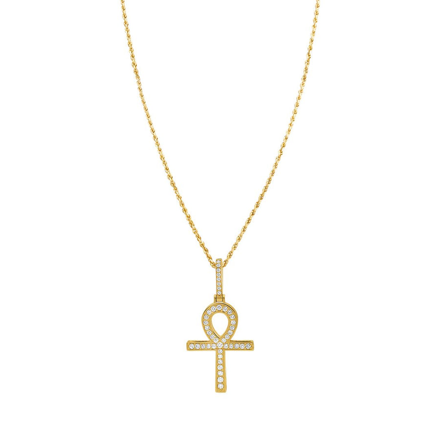 Colgante Ankh de diamantes en oro amarillo de 14 k (0,29 quilates)