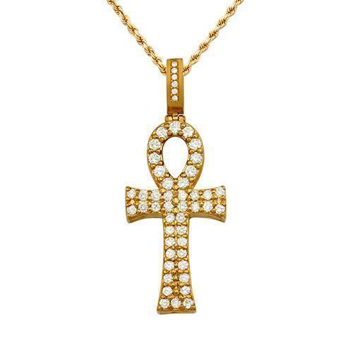 Diamond "Avianne Ankh" Pendant in 14k Yellow Gold 2 Ctw