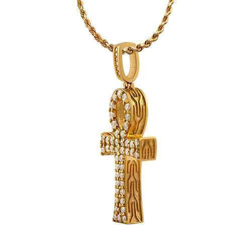 Diamond "Avianne Ankh" Pendant in 14k Yellow Gold 2 Ctw