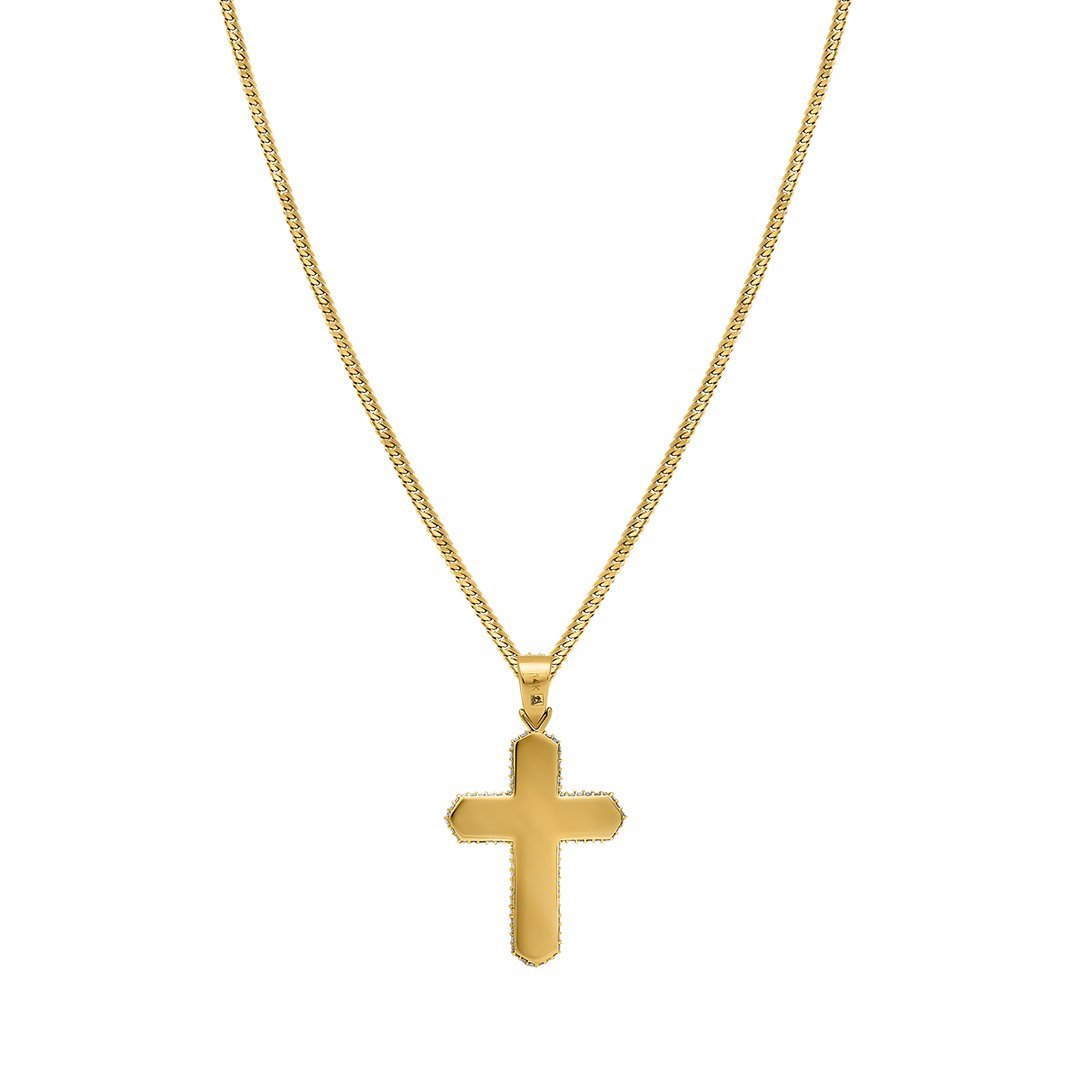 14k Yellow Gold Diamond Baguette Cross 2.59 Ctw