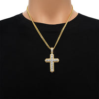 Thumbnail for 14k Yellow Gold Diamond Baguette Cross 2.59 Ctw